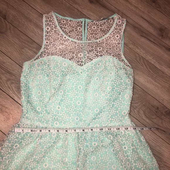Lauren Conrad White Floral Lace Mint Green Dress 8 - Picture 9 of 11
